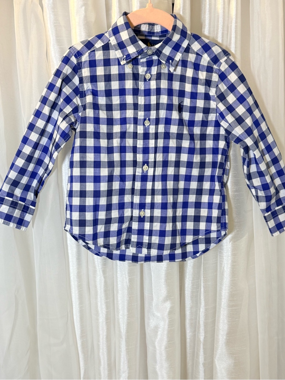 Ralph Lauren Blue and White Check Button-Down Shirt